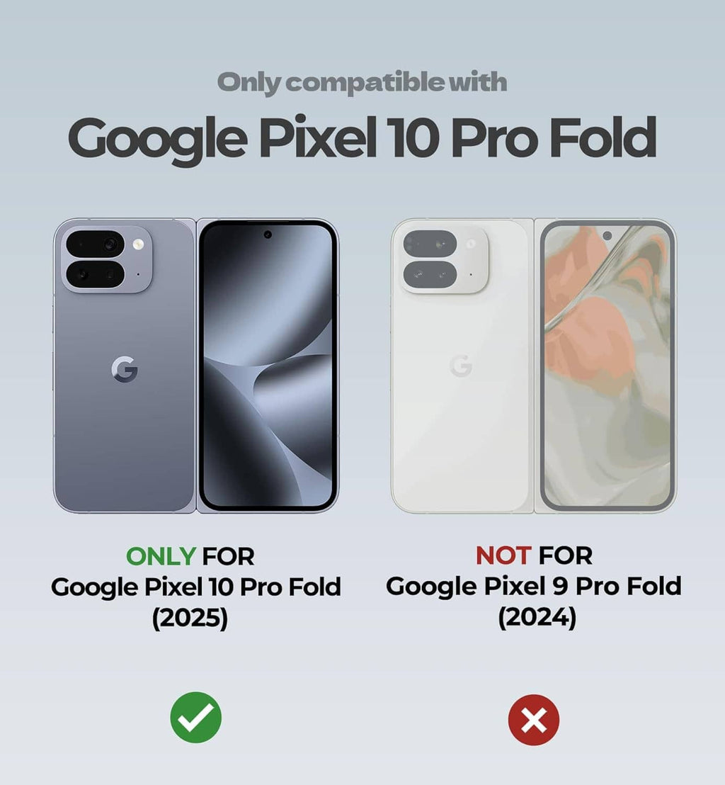 Compatibility graphic showing case works only with Google Pixel 10 Pro Fold