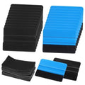 Set of felt fabric vinyl squeegees, blue and black, neatly stacked for decal application.