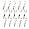 Hook and eye turnbuckle tensioner set with metal loop hooks and gray cylinders