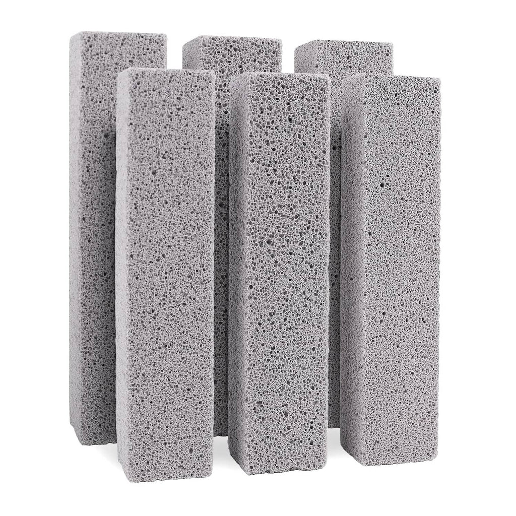 Pumice stone toilet cleaner sticks, grey 6-pack with rectangular cleaning blocks.
