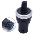 Rotary 5K ohm potentiometer with 22mm black knob and silver ring