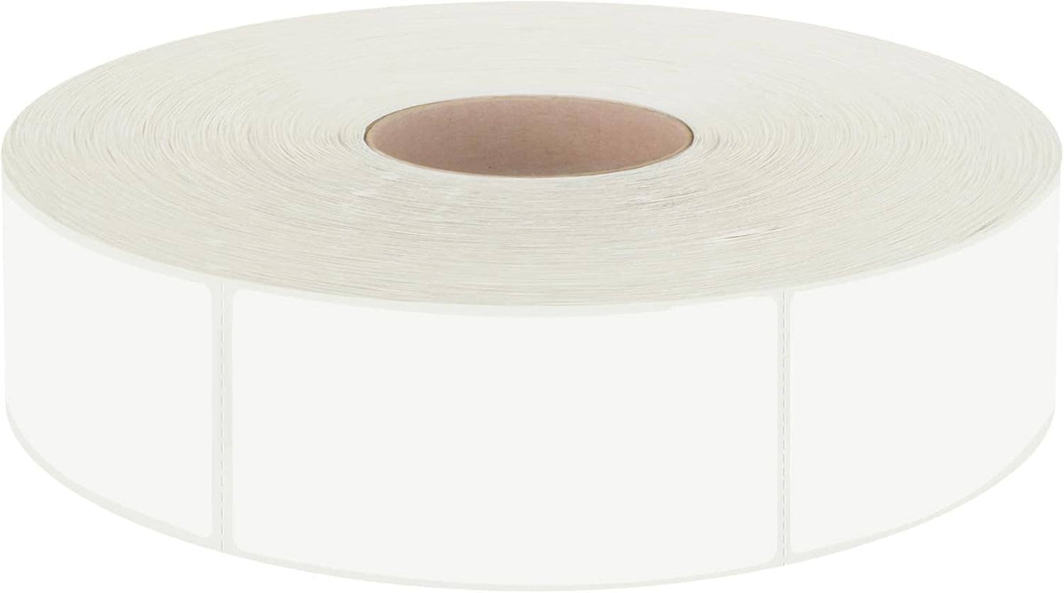 White self-adhesive rectangular blank label sticker roll with backing strip
