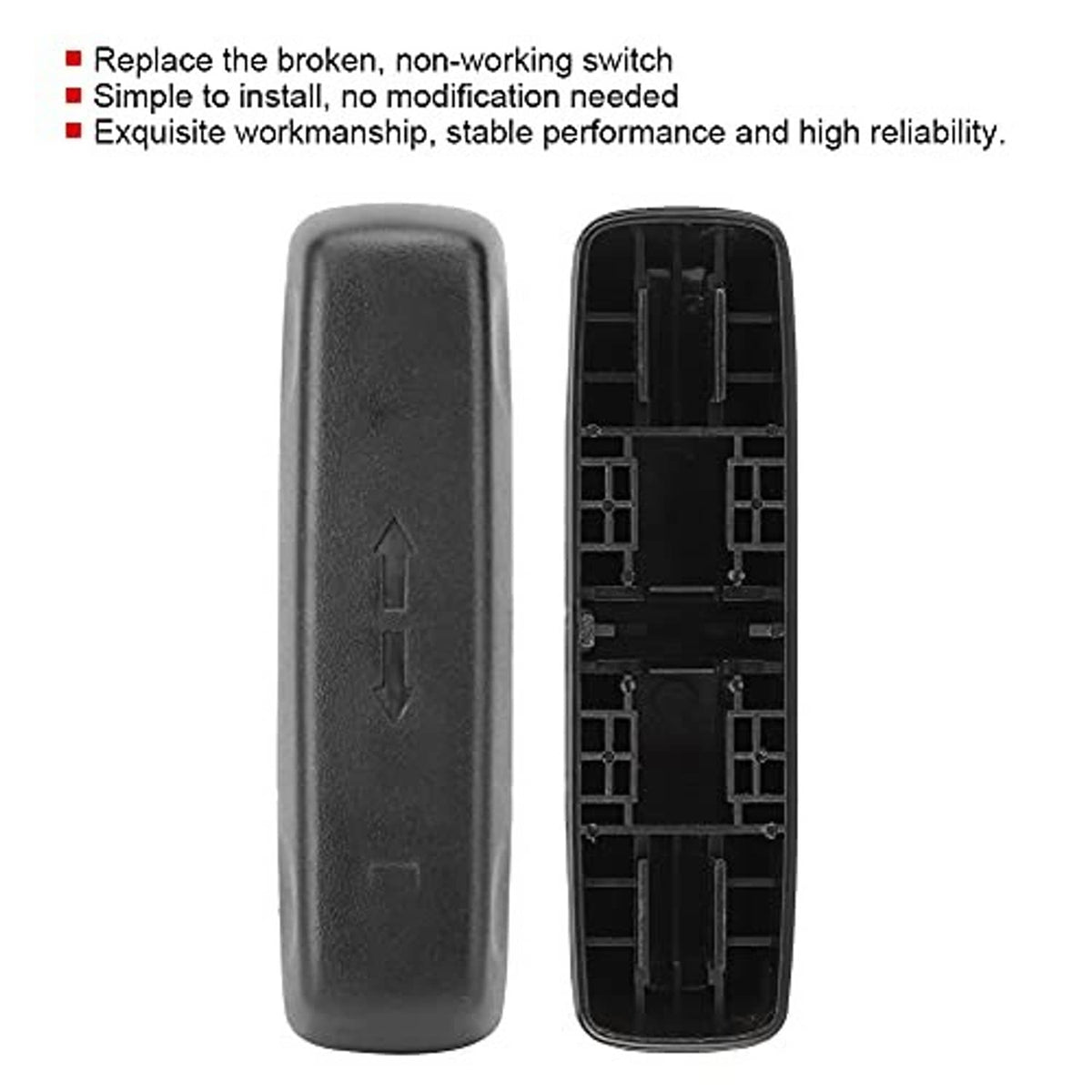 Power seat adjust switch housing, dark gray with visible internal connector frame