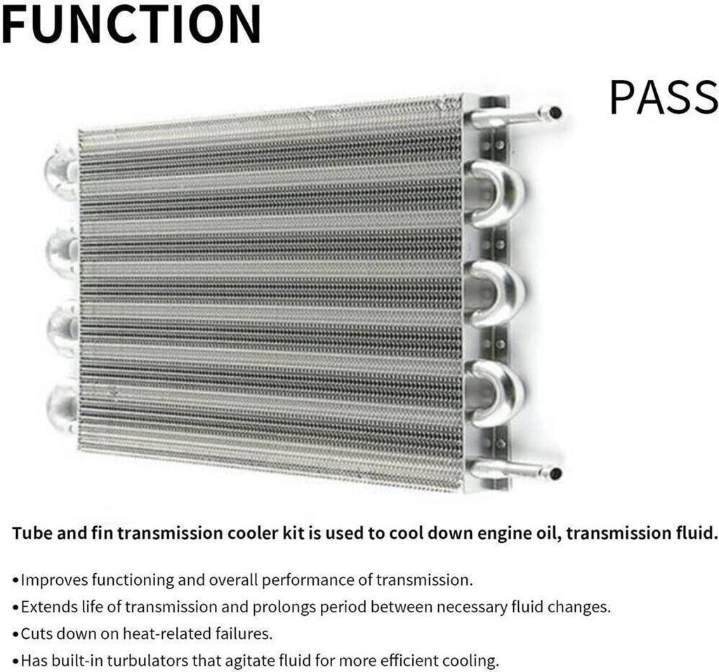 Transmission oil cooler radiator with tube-and-fin core and multiple mounting ports