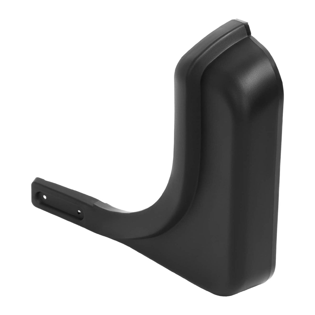 Black left fender cap with long mounting tab and contoured outer panel
