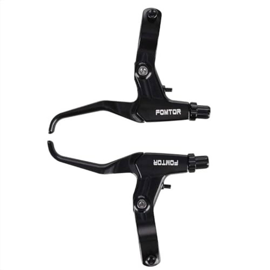 Pair of black universal bicycle brake levers with 2.5-finger reach, aluminum alloy