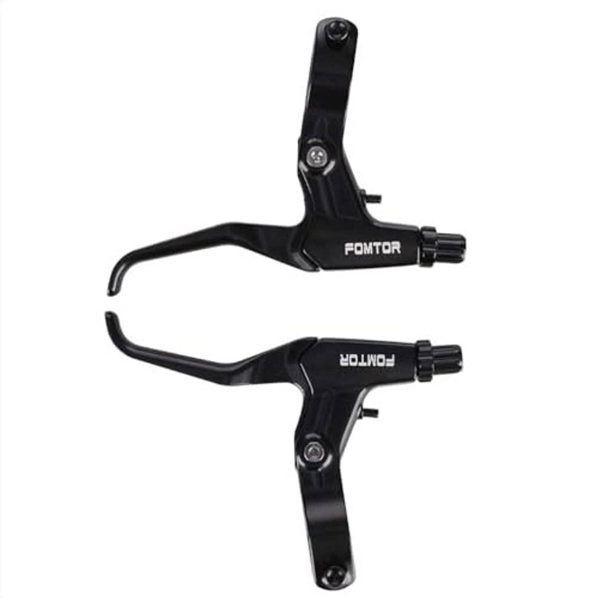 Pair of black universal bicycle brake levers with 2.5-finger reach, aluminum alloy
