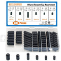80-piece rubber vacuum cap set, black caps in a storage tray