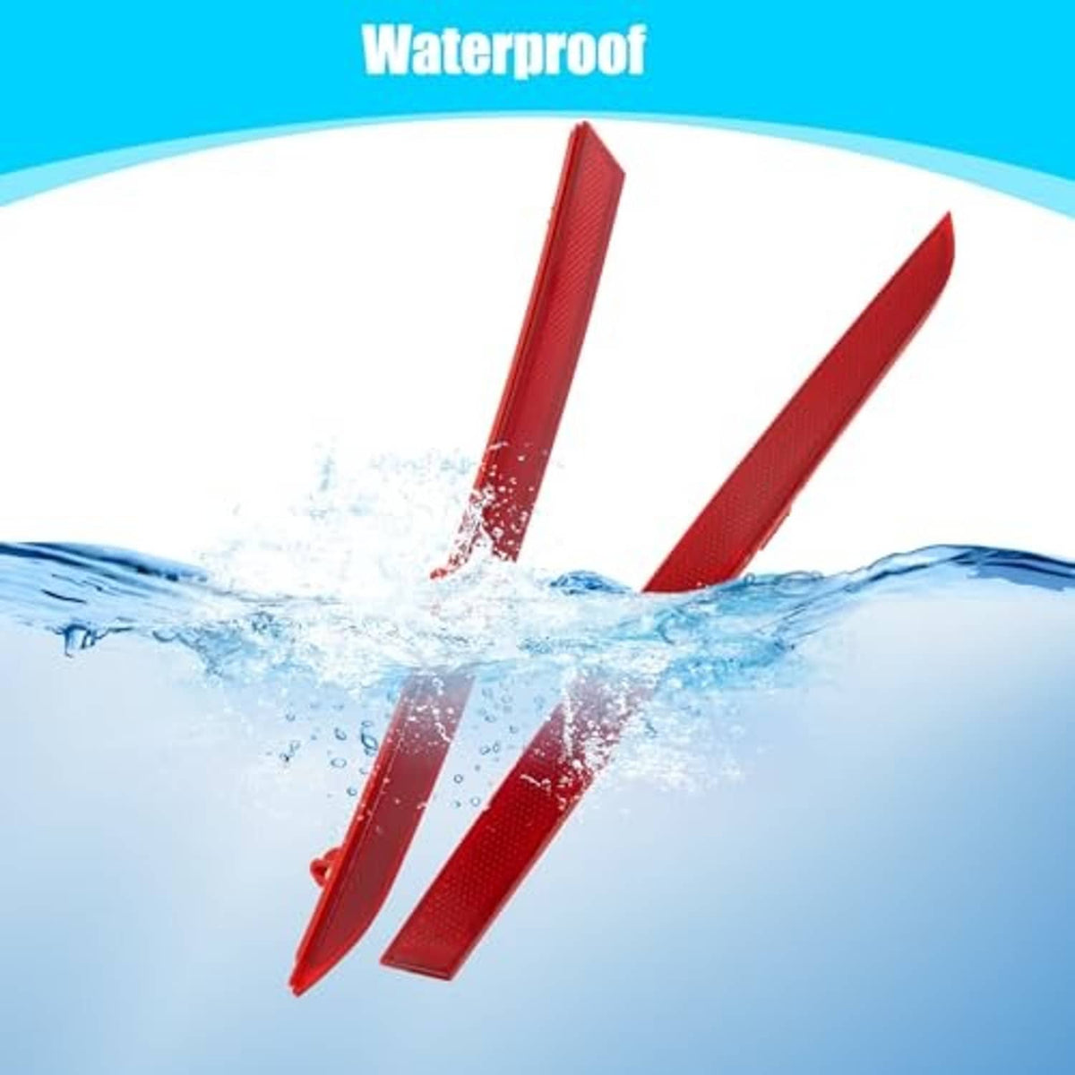 Red waterproof rear bumper reflector light pieces with water splash