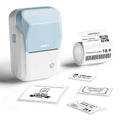 Light blue label maker with white front and buttons, NIIMBOT B1 desktop printer