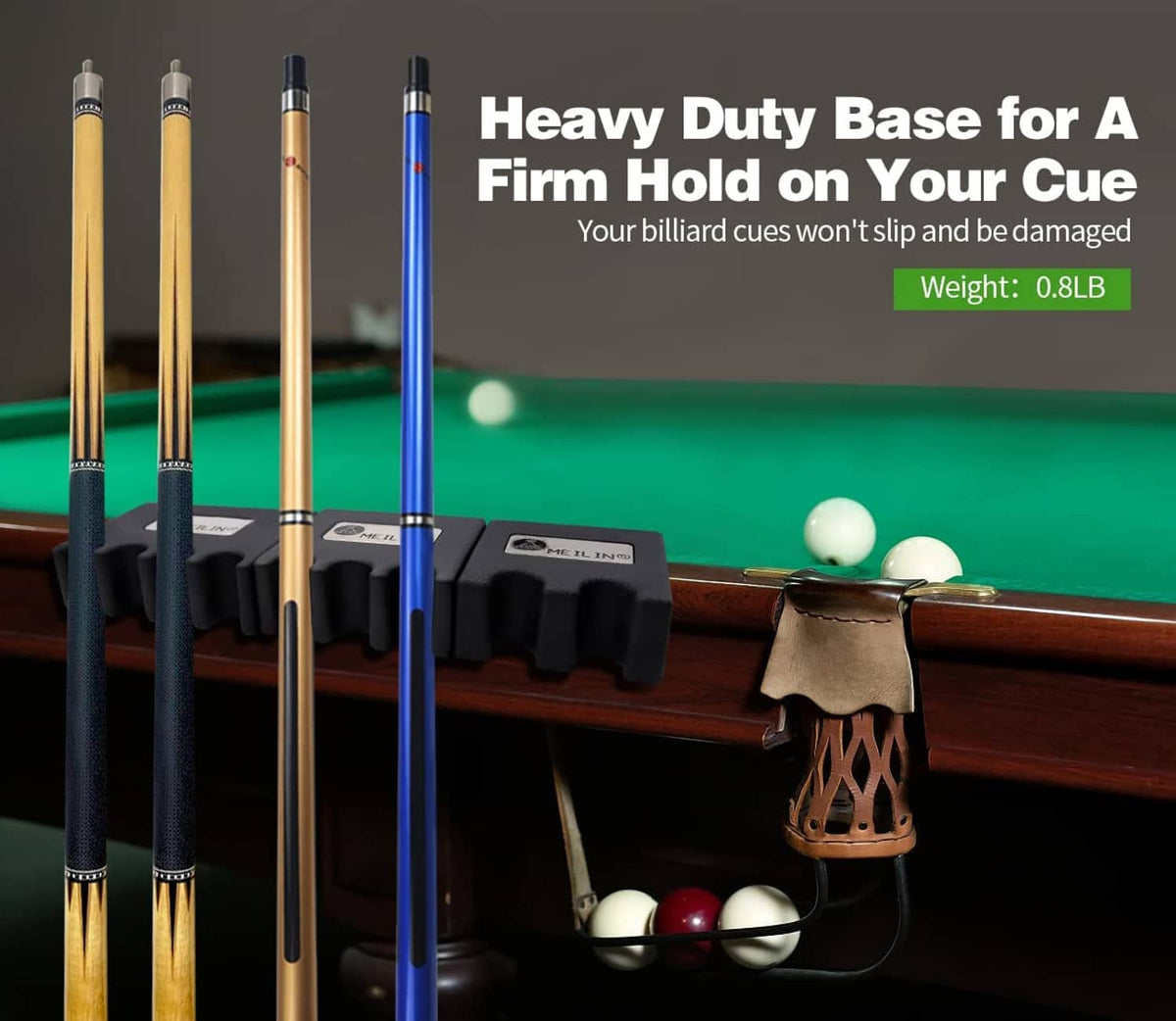 4-cue pool stick holder base holding cue sticks upright