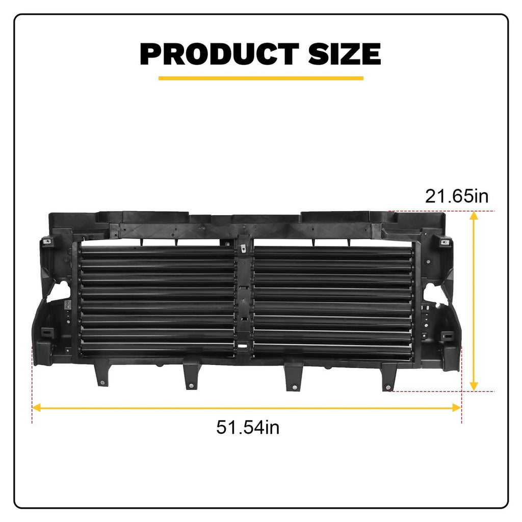 Front active air grille shutter assembly, black slat grille with side mounting tabs
