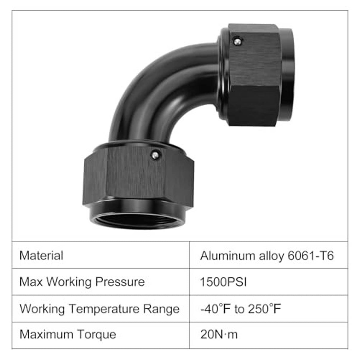 90-degree swivel coupler, dark brushed metal body with threaded outlet
