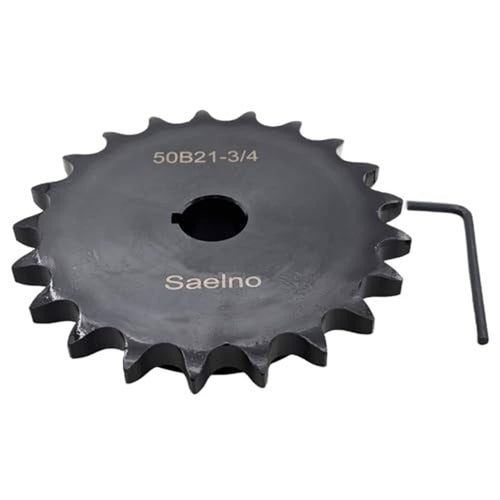 Roller chain sprocket with 3/4 in bore and 21 teeth, dark finish, handle attached