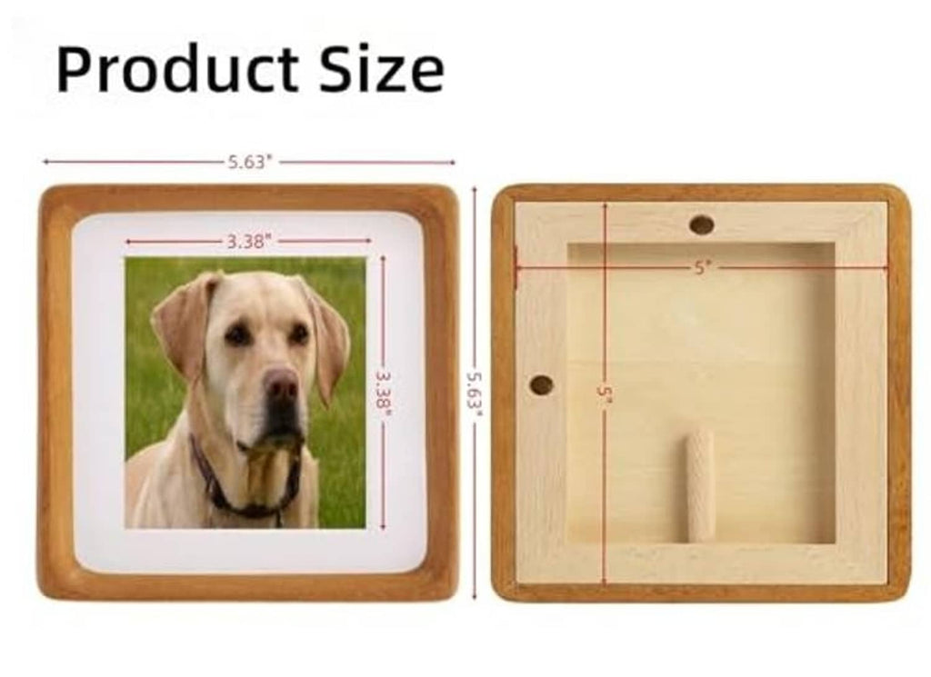 Teak wood picture frame with white mat, front and back view diagram