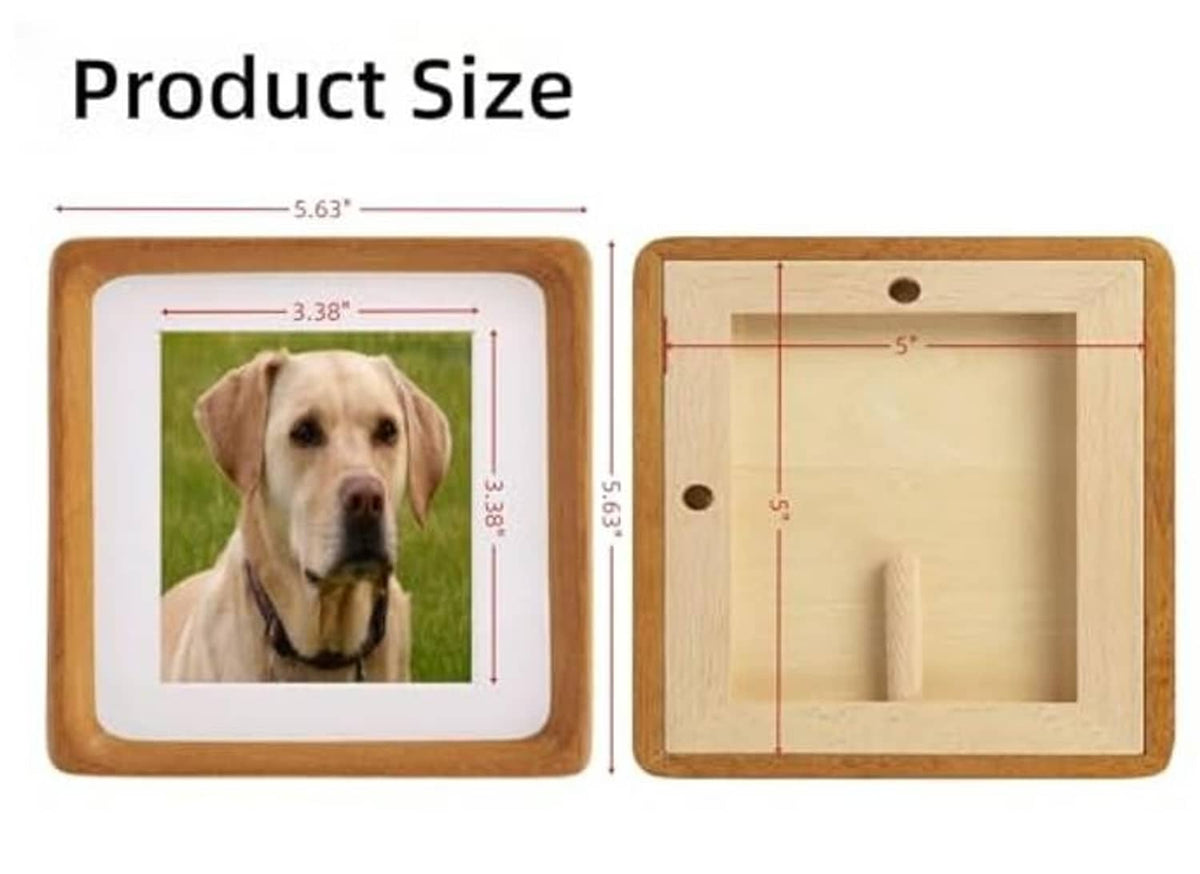 Teak wood picture frame with white mat, front and back view diagram