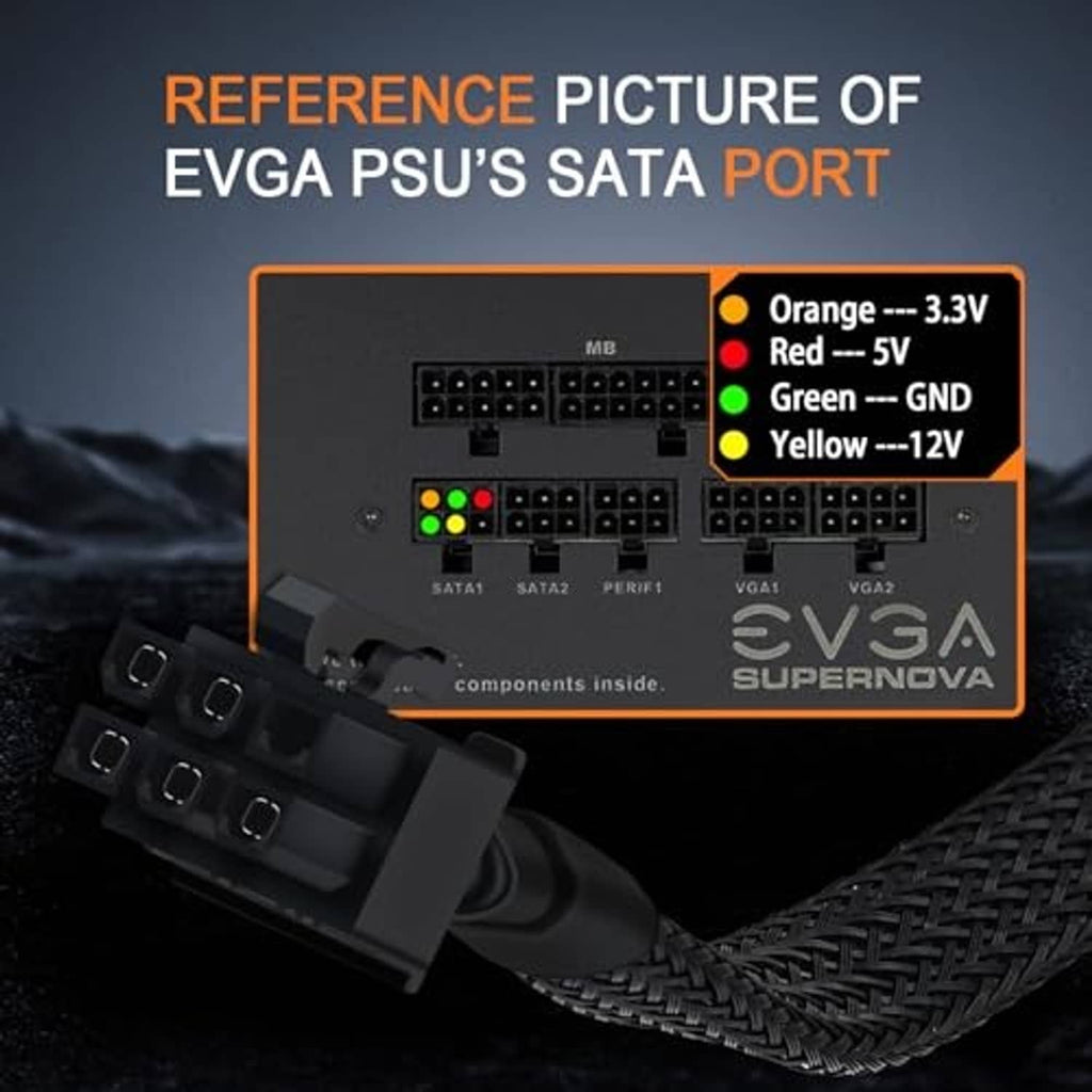 SATA power cable with modular connectors for PSU and hard drive power