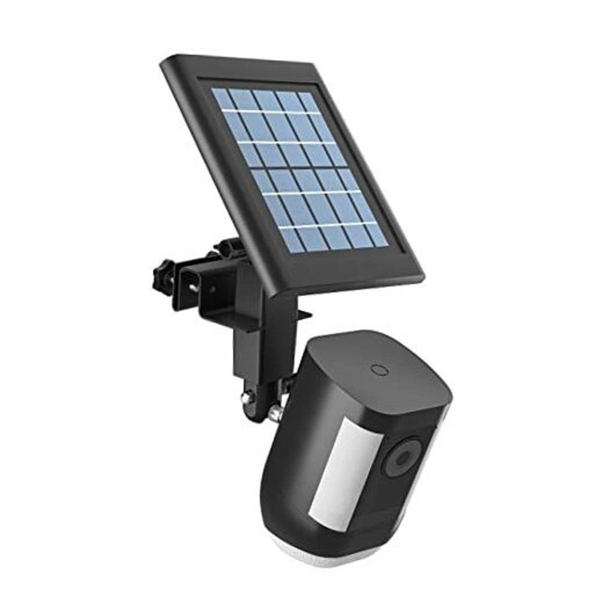 Black solar panel and camera light gutter mount with weatherproof bracket
