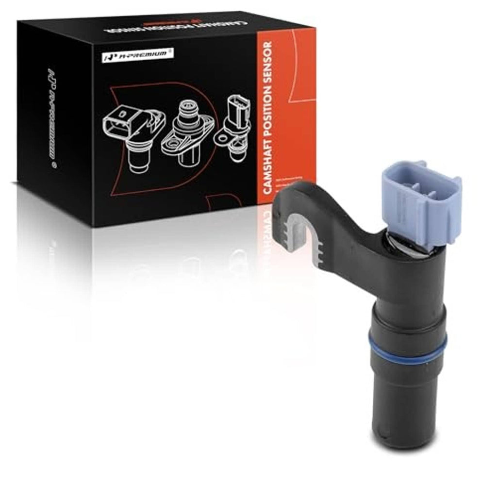 Camshaft position sensor with gray electrical connector and black body, boxed set