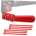Red wrap-around thumb throttle extender with ridged grip section and mounting holes