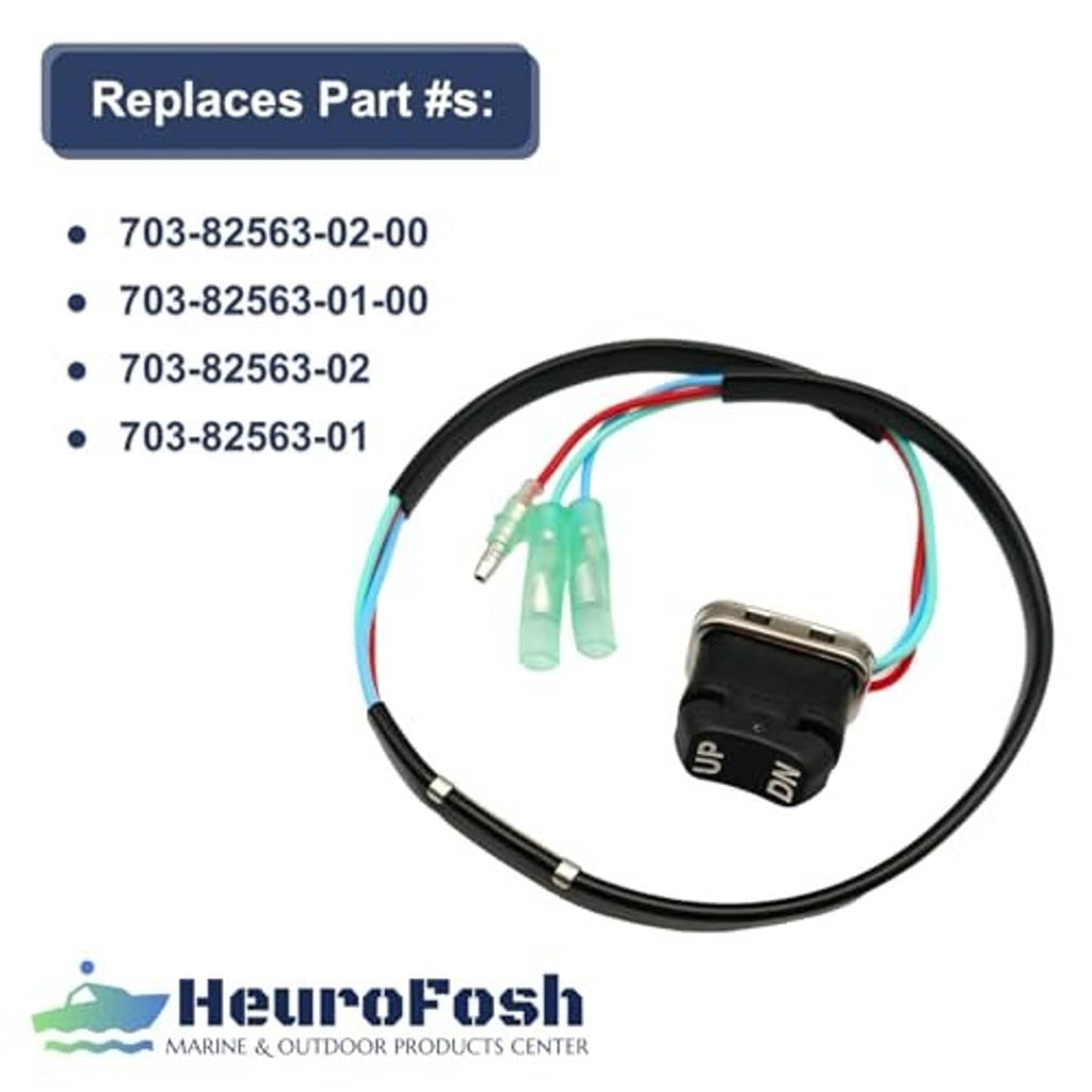 Outboard trim & tilt remote switch with black rocker, multicolor wiring, and plug connector