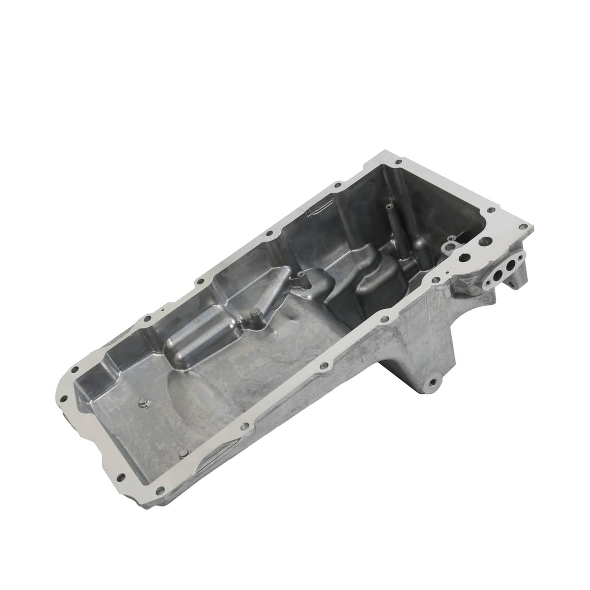 Engine oil pan kit oil pan housing with internal baffles and perimeter bolt holes