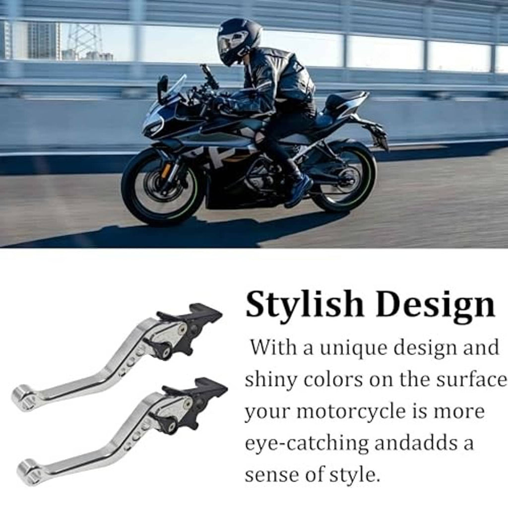 Silver motorcycle brake and clutch levers with black top pads and drilled grip holes