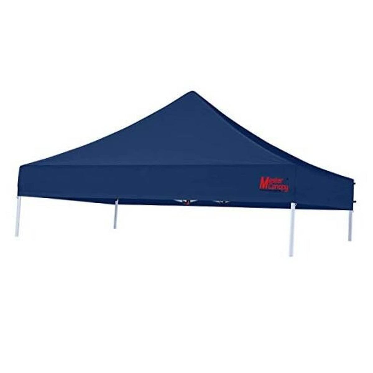 Navy pop-up canopy replacement top with peaked roof and front logo panel
