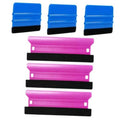 6-piece vinyl wrap squeegee set: blue and pink scrapers with black felt edges