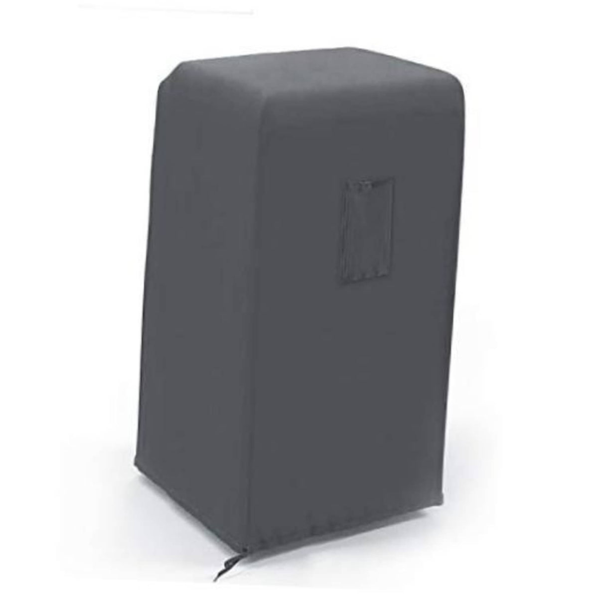 Gray portable air conditioner cover with front stitched panel and zippered edge