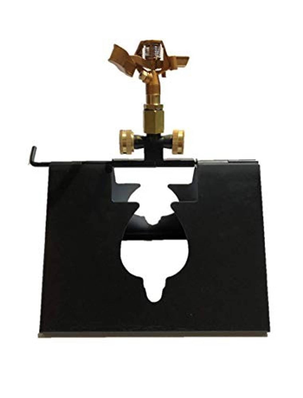 Rooftop sprinkler for wildfire embers with brass stand and black base plate