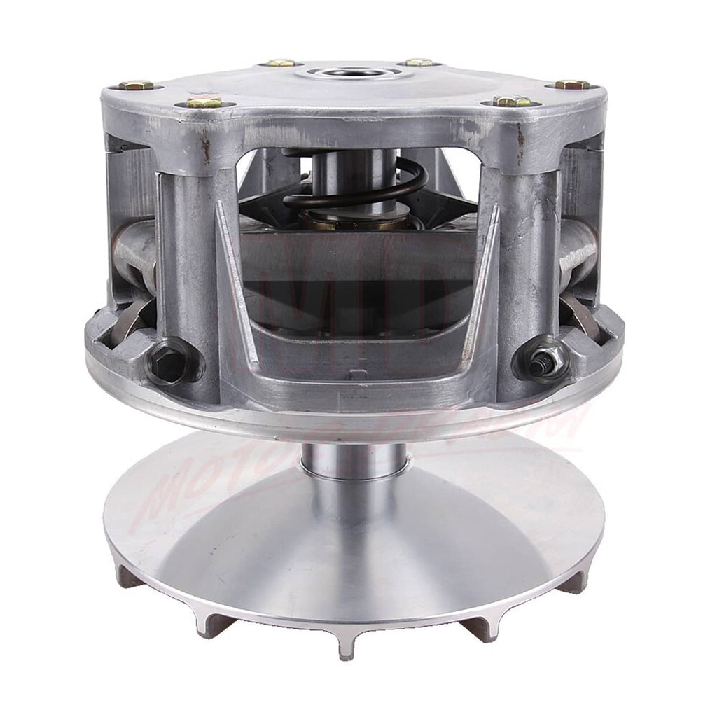 Metal UTV primary drive clutch with vented housing and central shaft opening
