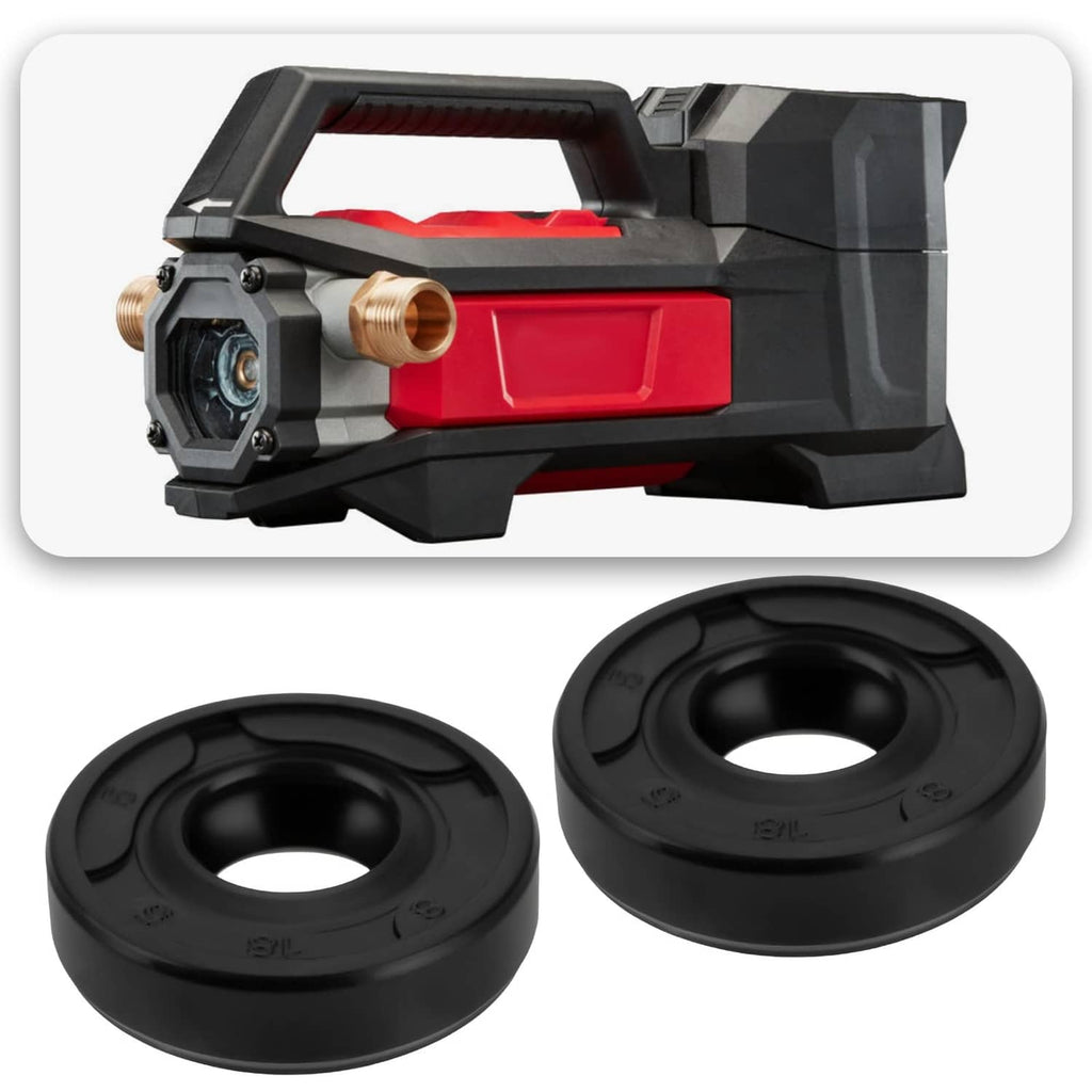 Two black radial rotary shaft seals with central bore and outer flange