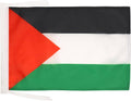 Palestinian flag banner with cords: red, white, black, green