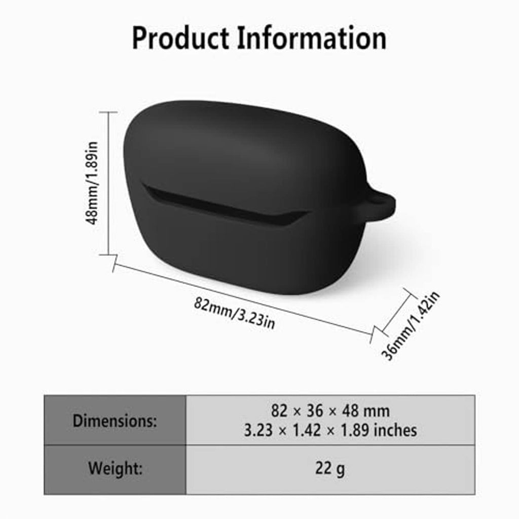 Black silicone earbud case with protective earbud compartment