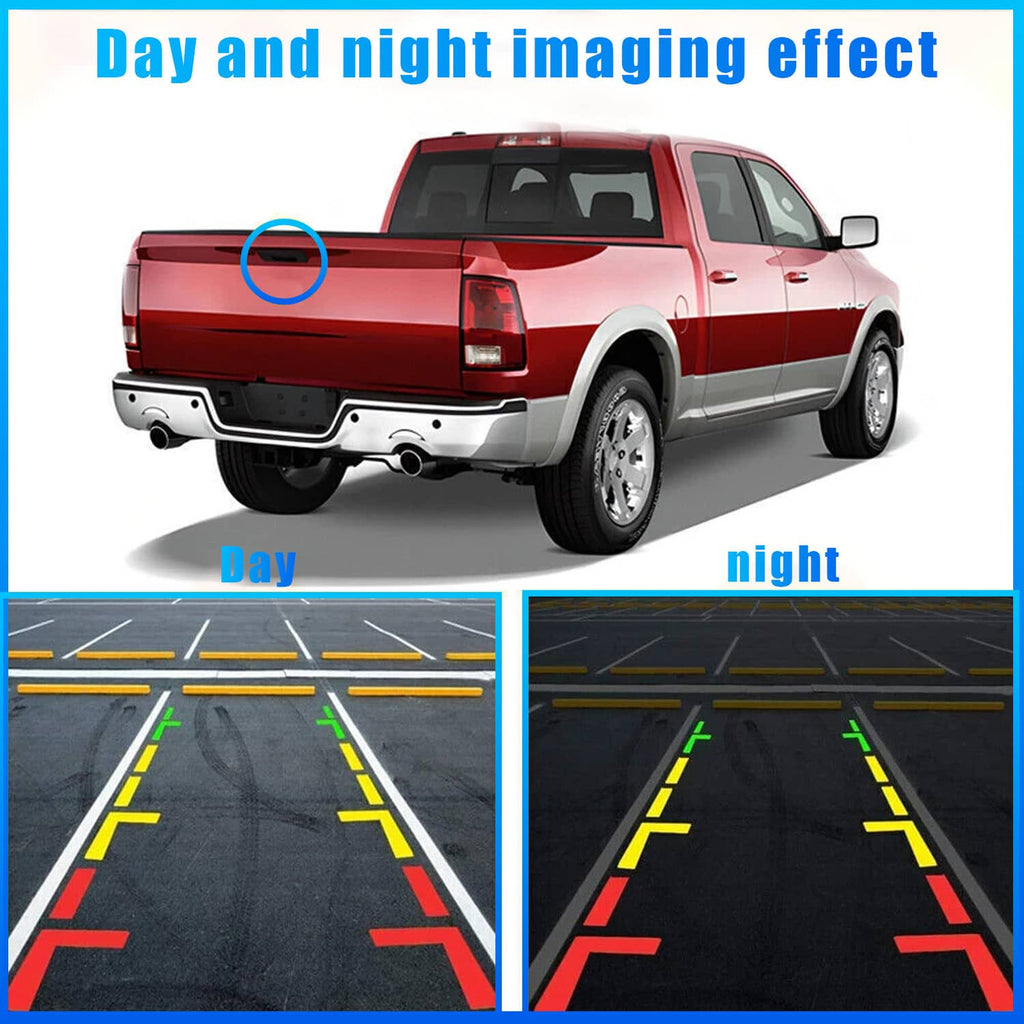 Backup camera system with day and night guidance view on display