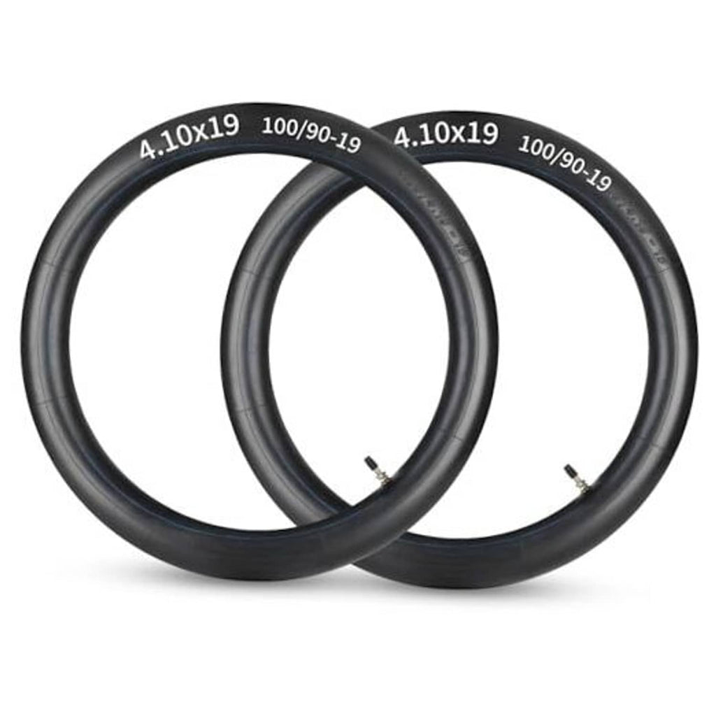 Motorcycle inner tube pair, black butyl tubes for 4.10x19 100/90-19 tires