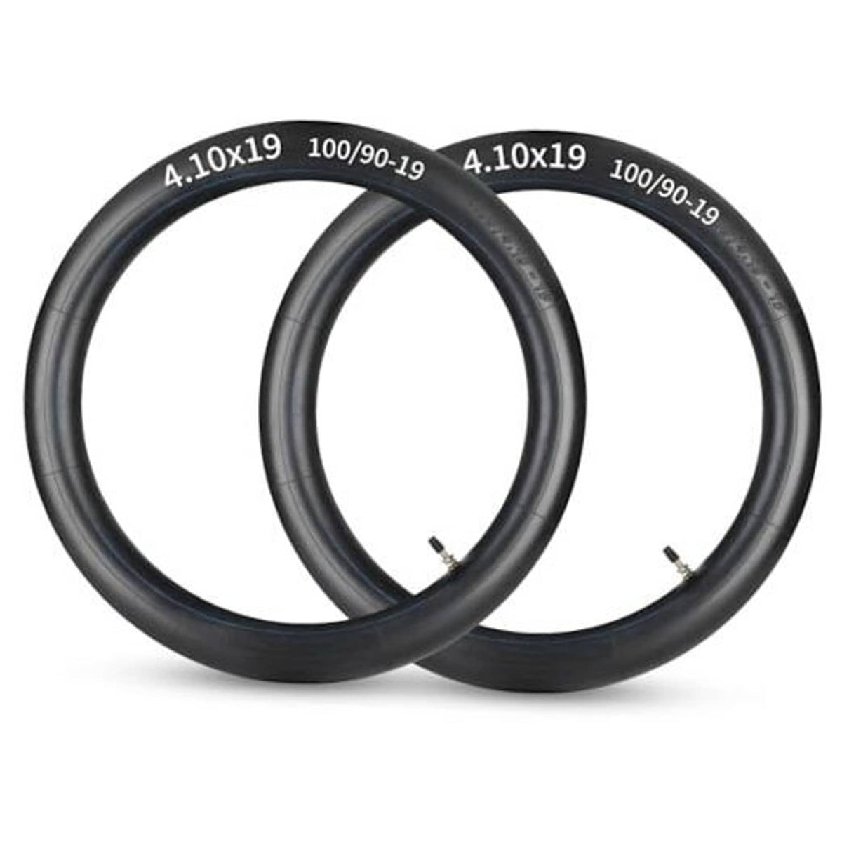 Motorcycle inner tube pair, black butyl tubes for 4.10x19 100/90-19 tires