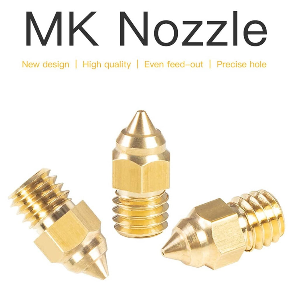 Brass MK-style 3D printer nozzle tips, threaded metal nozzles set