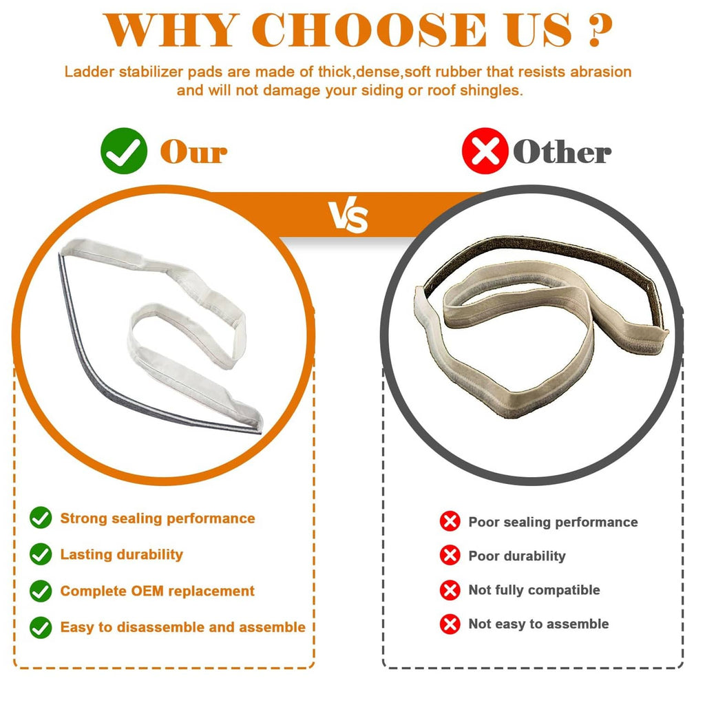 Comparison graphic featuring a grey felt seal strap for dryer drum replacement