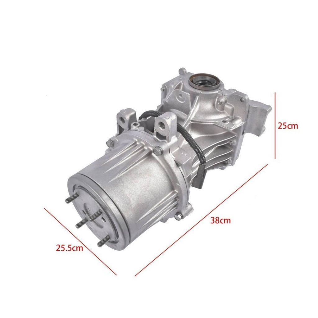 Silver rear axle differential carrier assembly, three-quarter view with end flanges