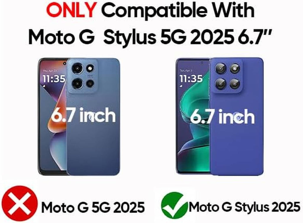 Black smartphone case with camera cutouts for Moto G Stylus 5G 2025 6.7 inch