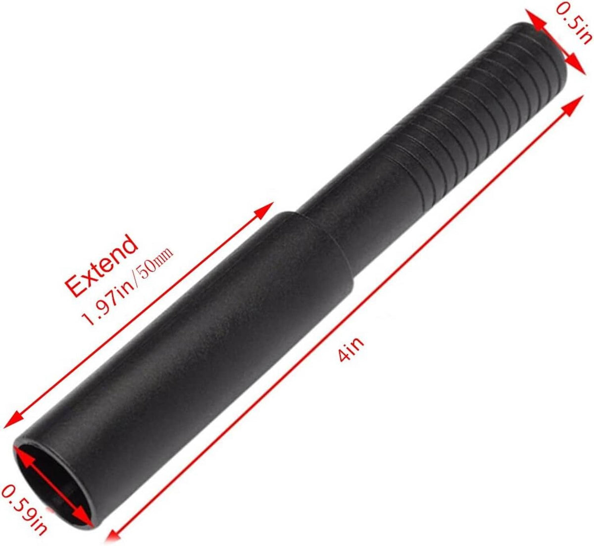 Golf shaft extension sleeve with textured grip, tapered fit and marked dimensions