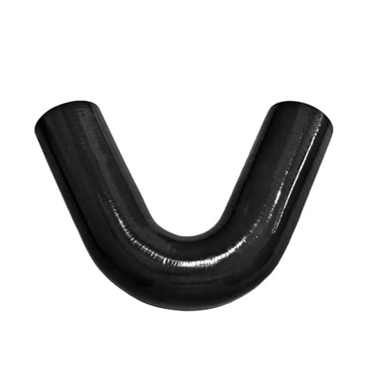 Black U-shaped 135-degree silicone elbow coupler with glossy reinforced ribs