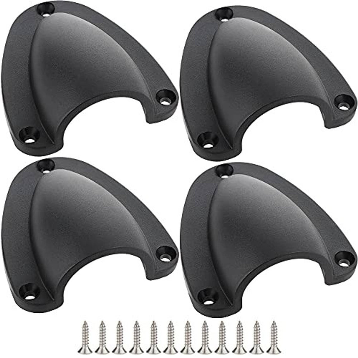 Set of four 3-inch clamshell vent covers with mounting holes and screws