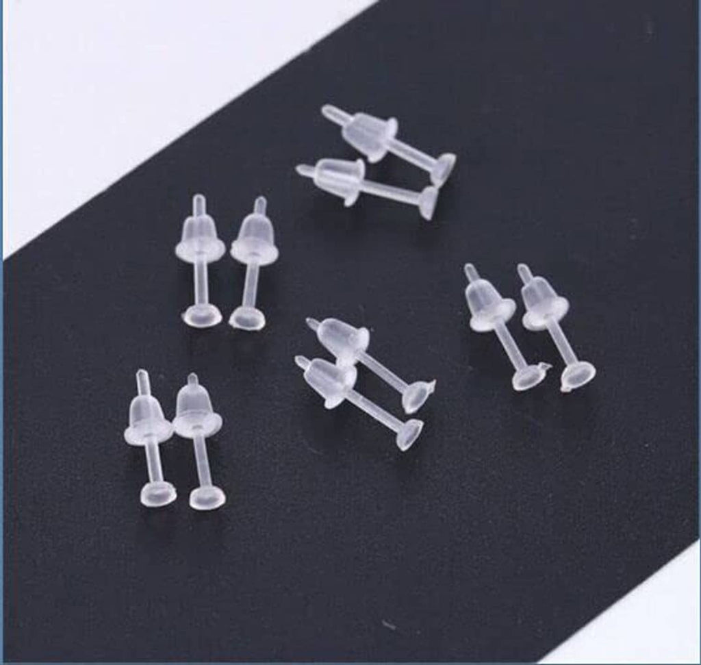 Clear plastic earring studs and posts, mixed pair assortment