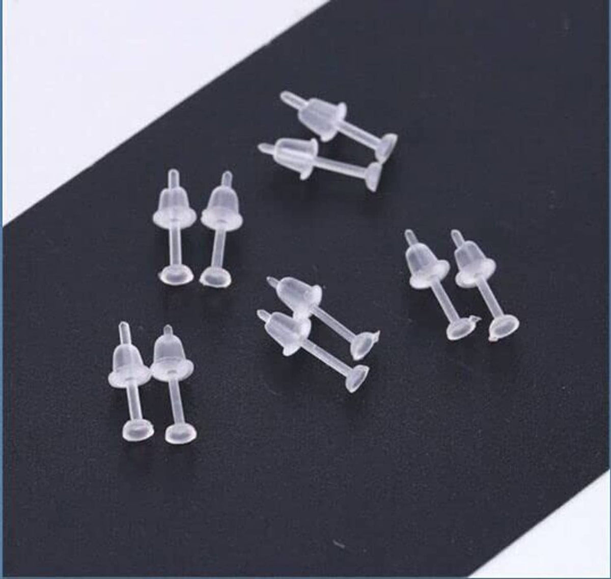 Clear plastic earring studs and posts, mixed pair assortment