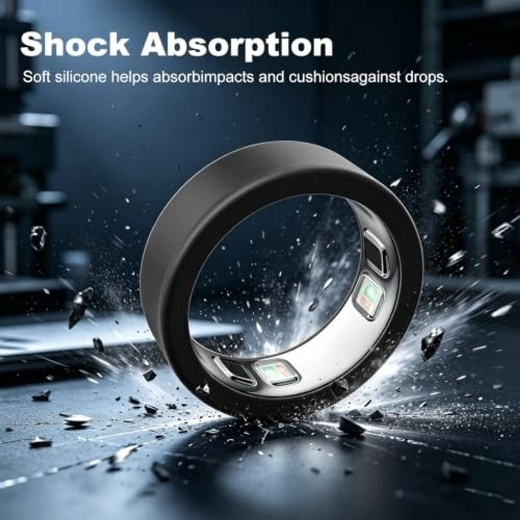 Black shock-absorbing smart ring cover sleeve with sensor window