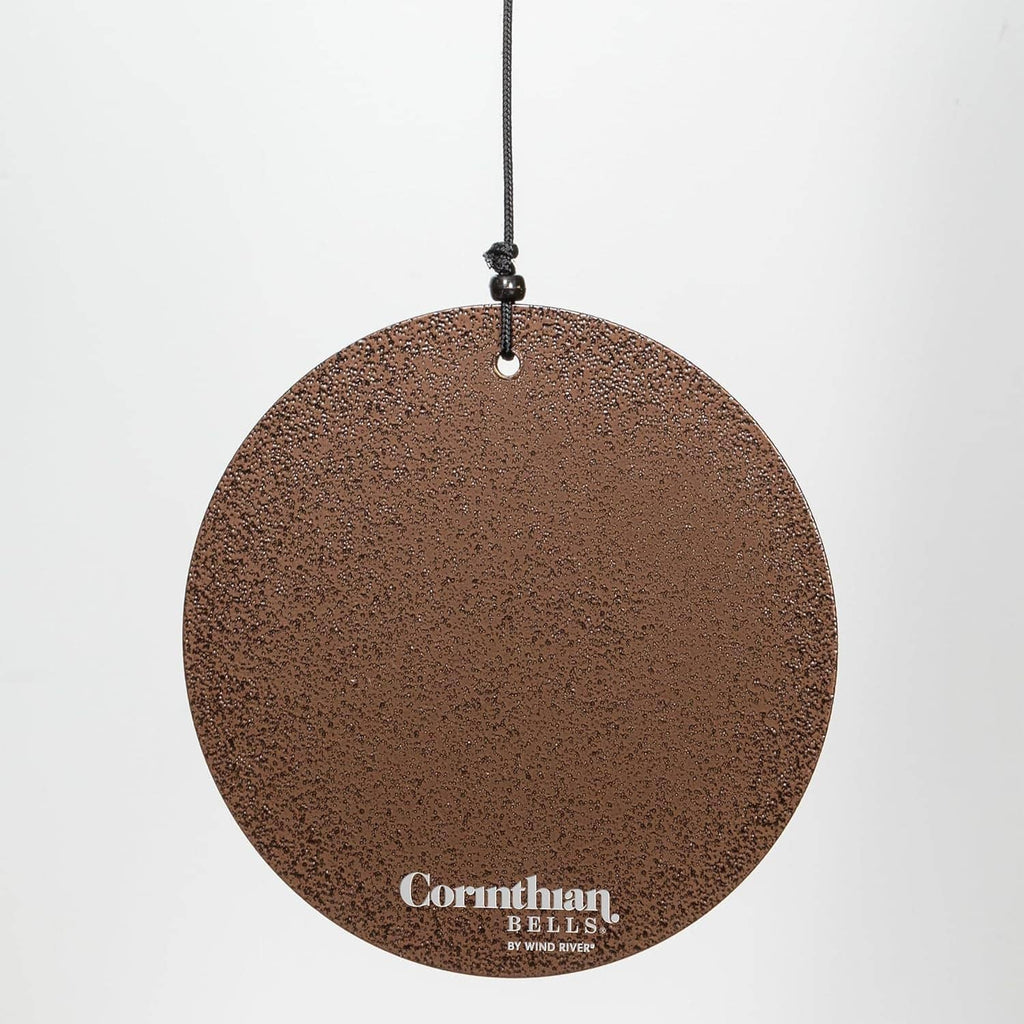 Corinthian Bells bronze round hanging wind chime tag with loop and chain
