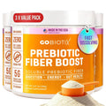 Prebiotic fiber boost supplement powder tub pack with scoop of white powder in view
